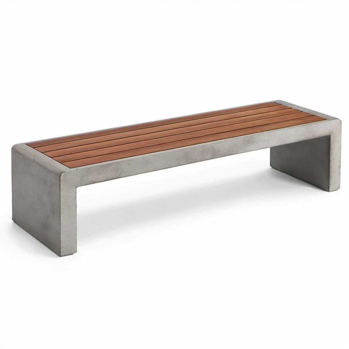 Bank aus Beton und Hartholz, rechteckig, 180x40x45 cm, Grau/Braun