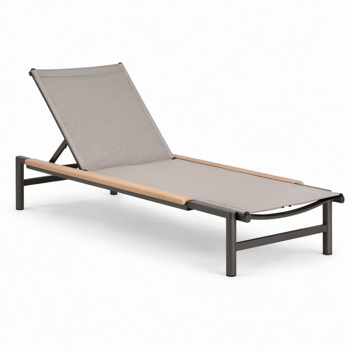 Gartenliege Aluminium Textilen Teakholz Grau 200x65x30cm