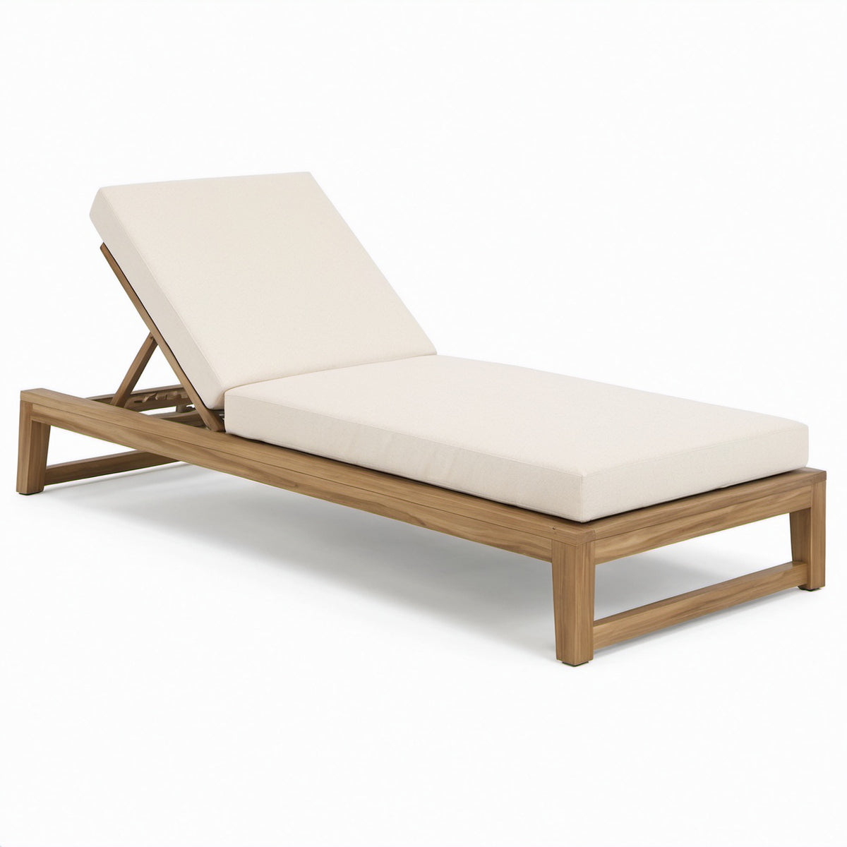 Gartenliege aus Teakholz mit Polyesterkissen Beige 200x70x35cm