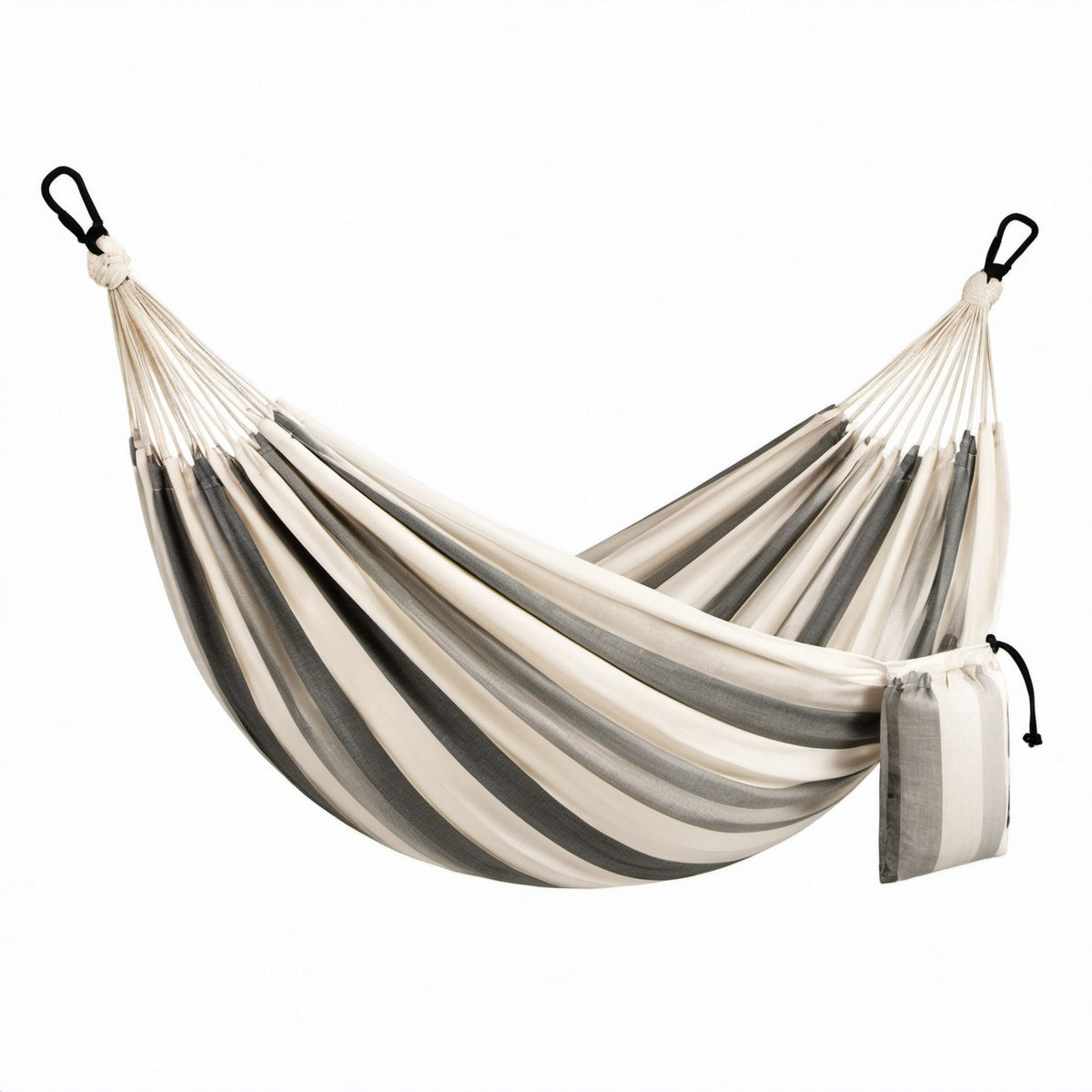 Hängematte aus Baumwolle/Polyester gestreift Grau/Beige 200x150 cm