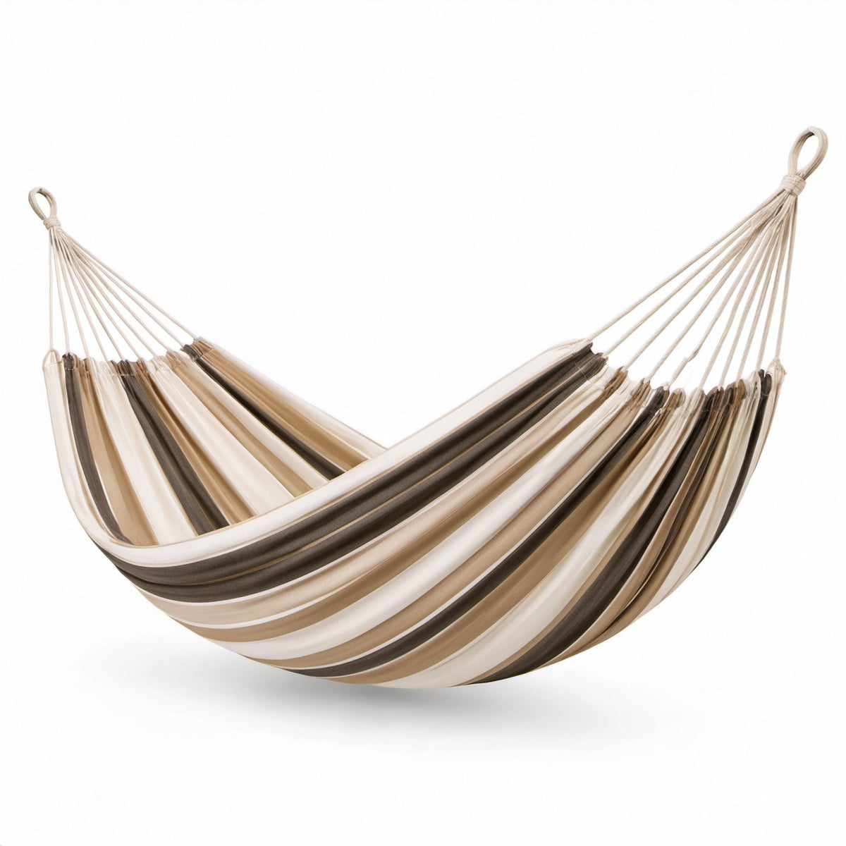 Hängematte aus Baumwolle und Polyester gestreift Beige/Braun/Weiß 200x150 cm