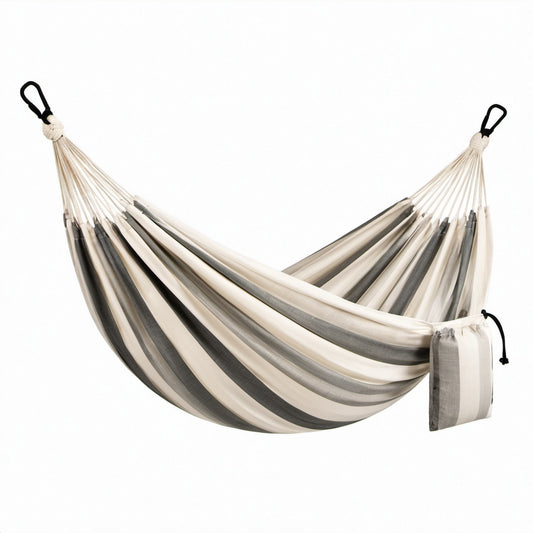 Hängematte aus Baumwolle/Polyester gestreift Grau/Beige 200x150 cm