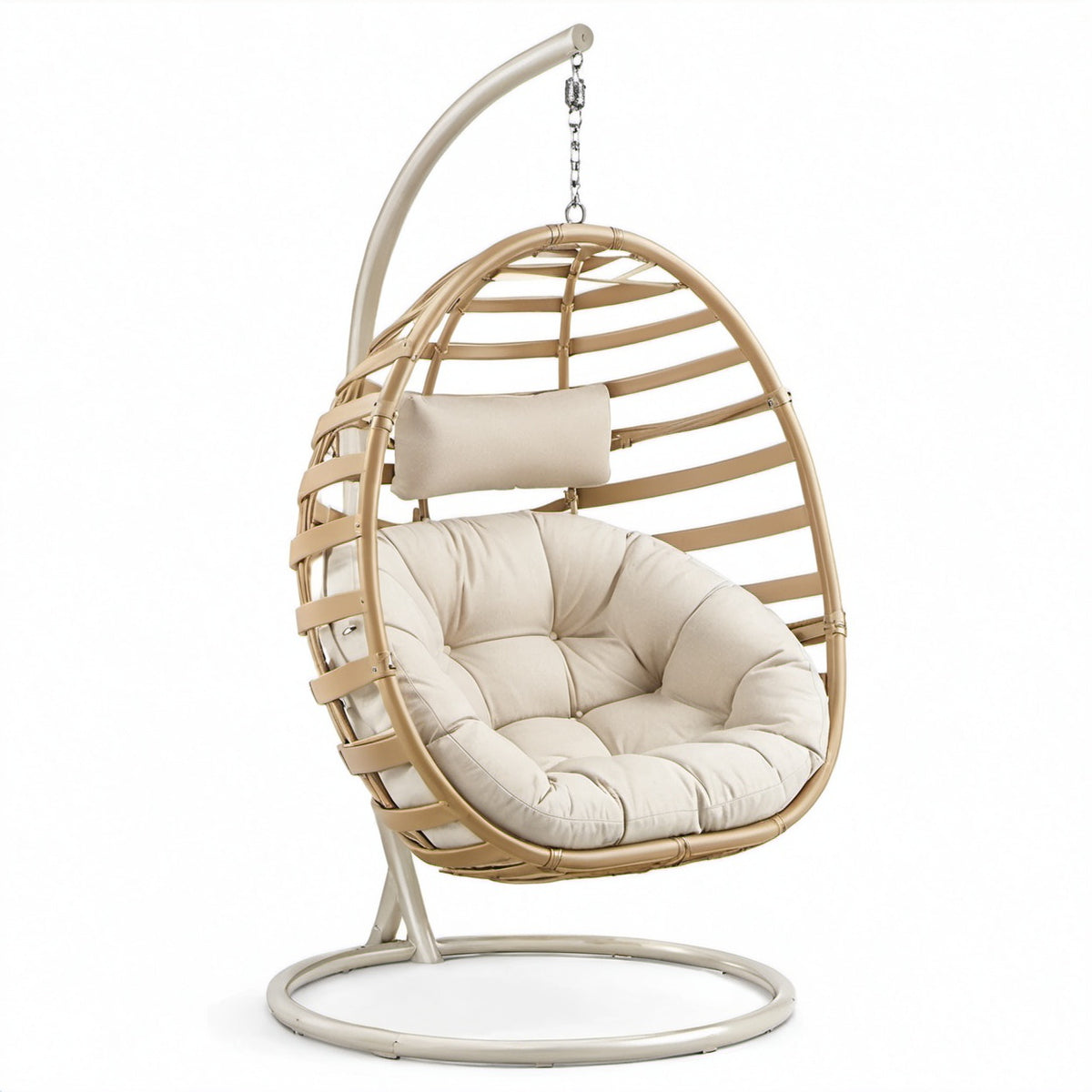 Hängesessel aus Stahl und Rattan Beige