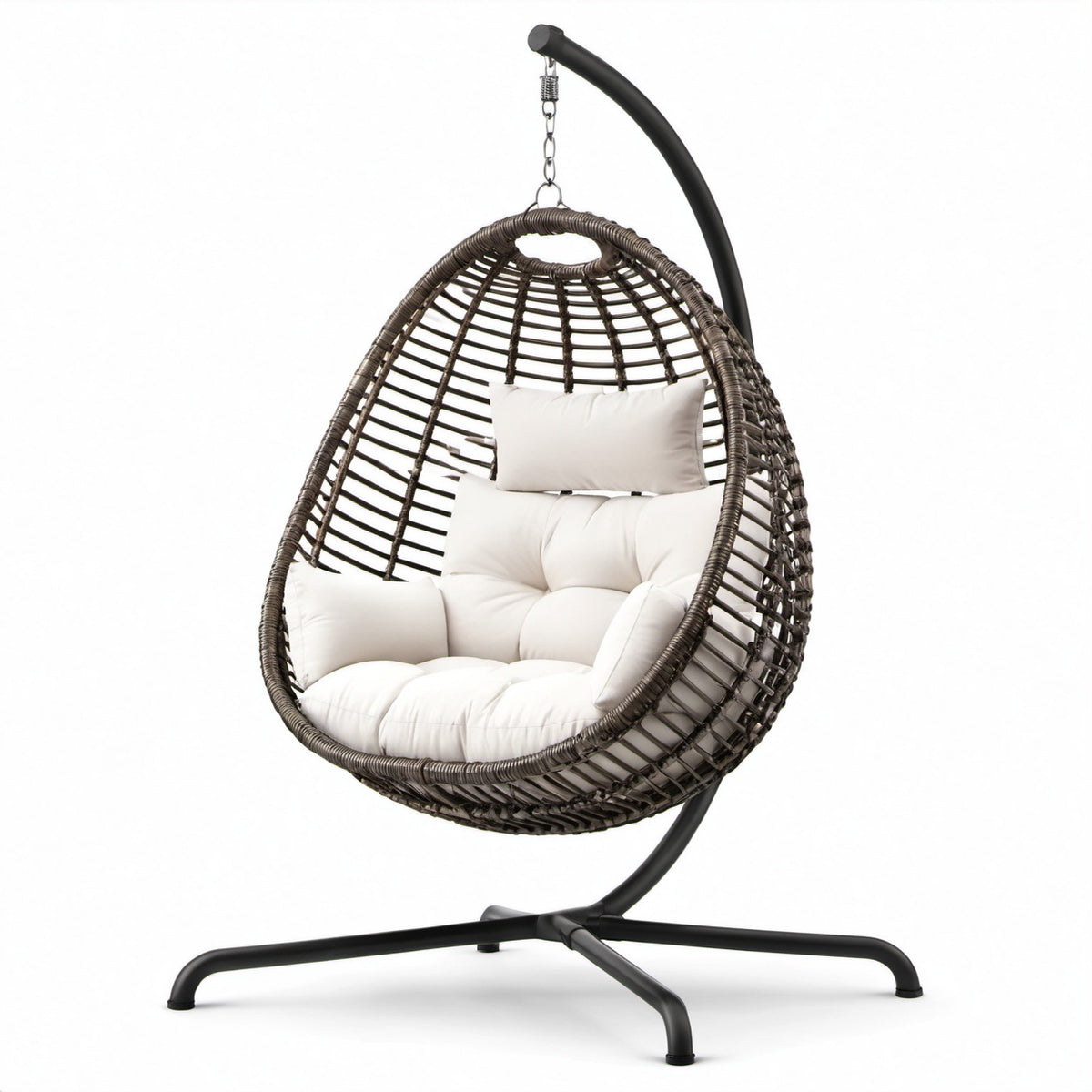 Hängesessel Ei-Form Rattan Polyester Beige 195x105x105cm