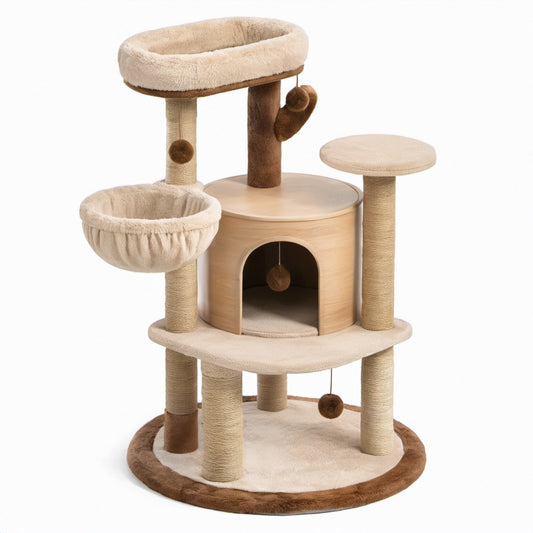 Katzenkratzbaum aus MDF und Sisal Beige/Braun